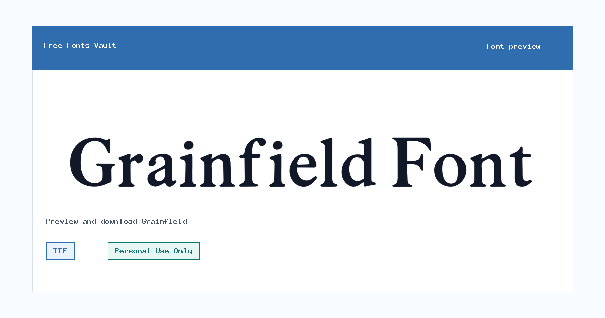Grainfield font preview showing the family name
