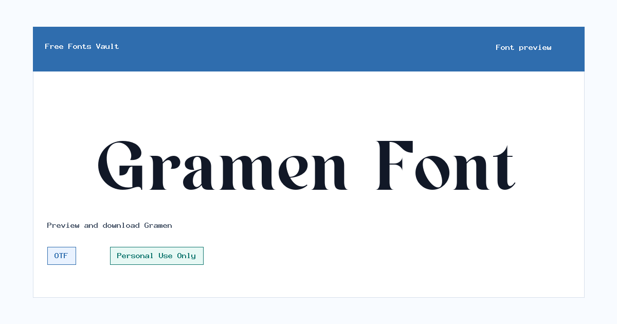 Gramen font preview showing the family name