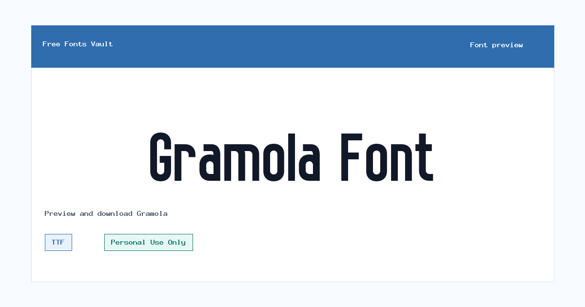 Gramola font preview showing the family name
