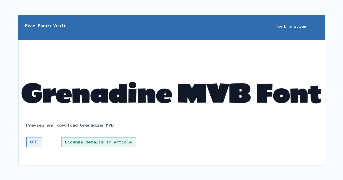 Grenadine MVB font preview showing the family name
