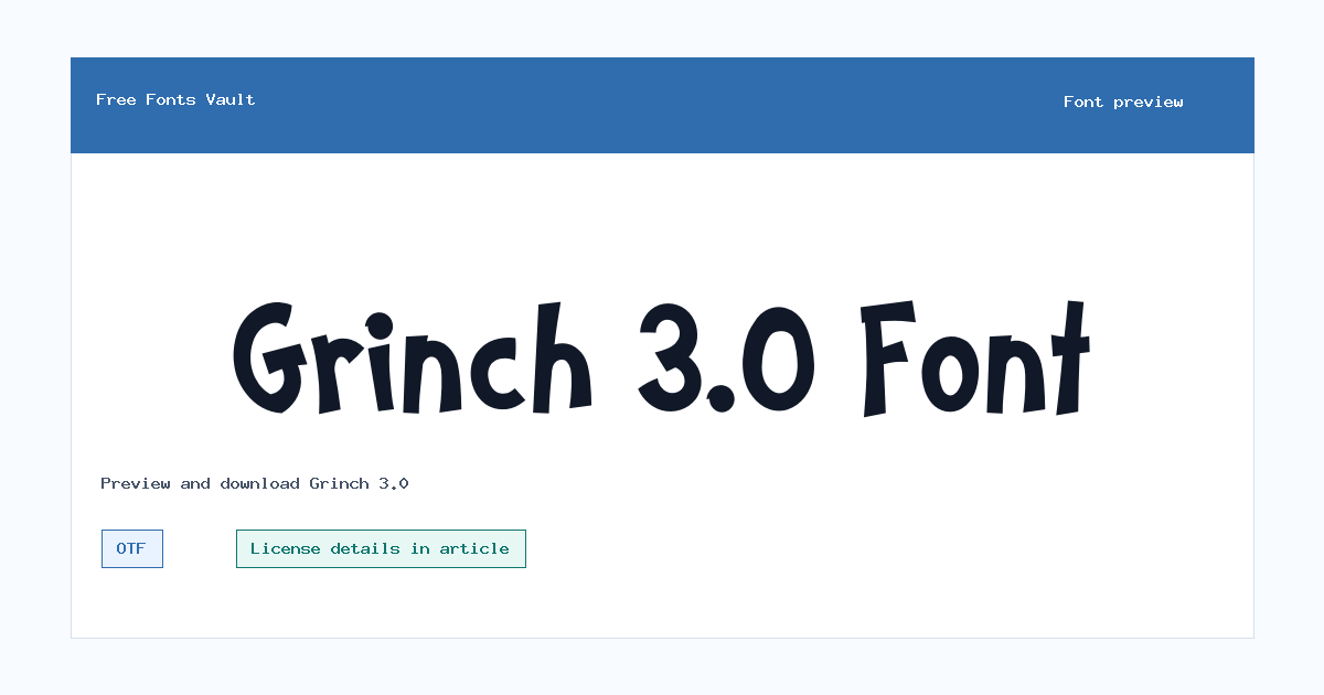 Grinch 3.0 font preview showing the family name