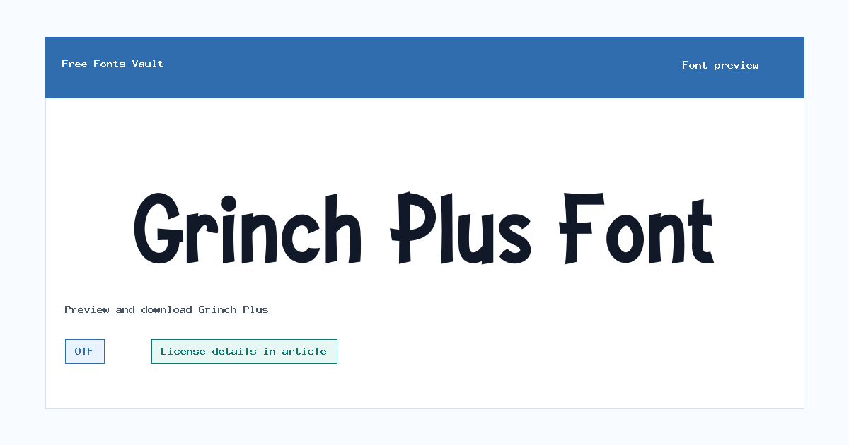 Grinch Plus font preview showing the family name