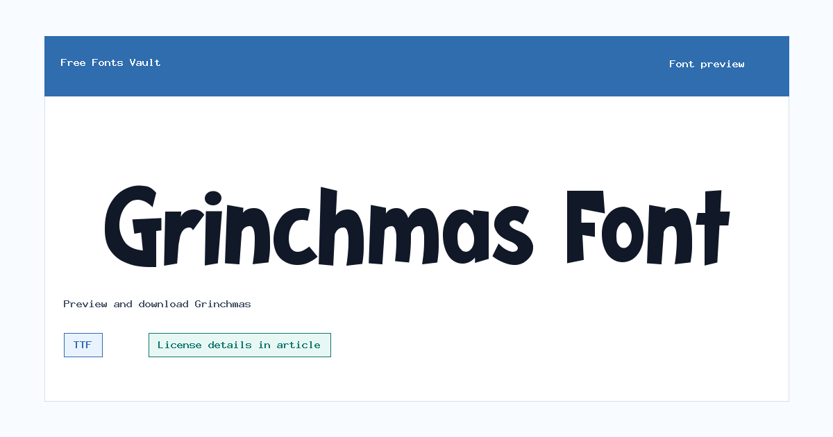 Grinchmas font preview showing the family name