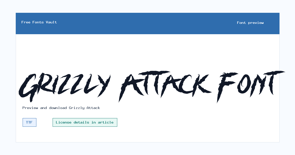 Grizzly Attack font preview showing the family name