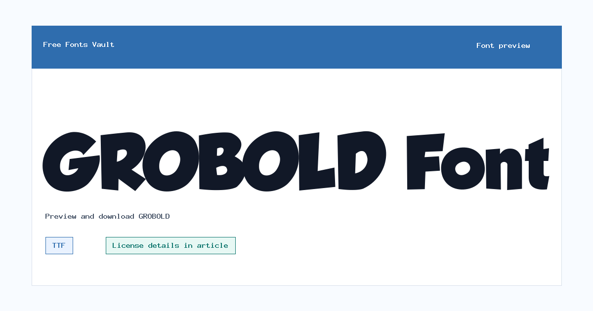 GROBOLD font preview showing the family name