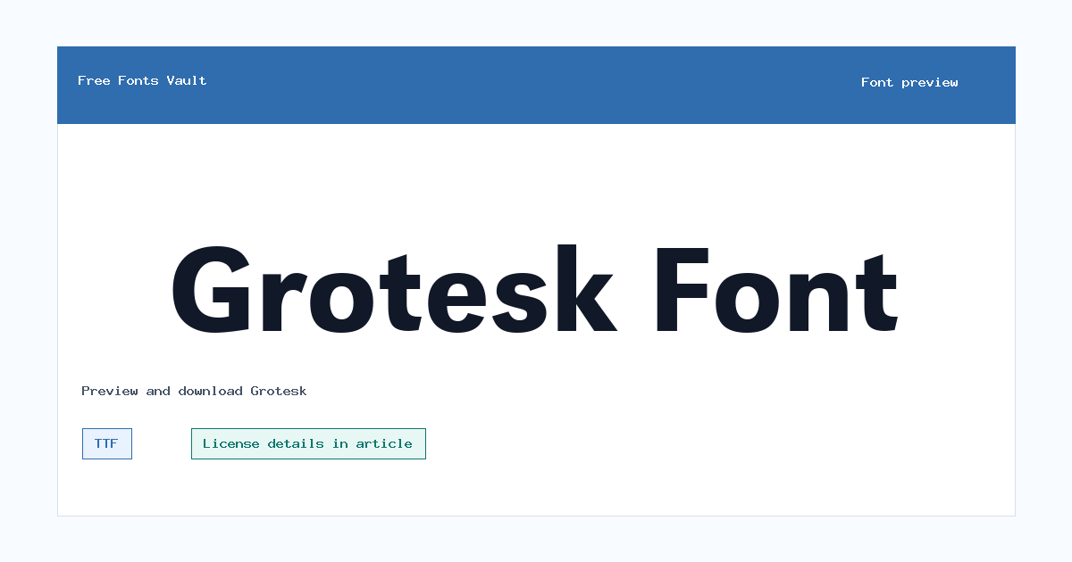 Grotesk font preview showing the family name