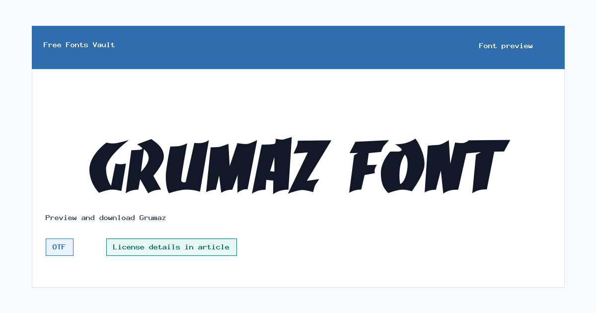 Grumaz font preview showing the family name