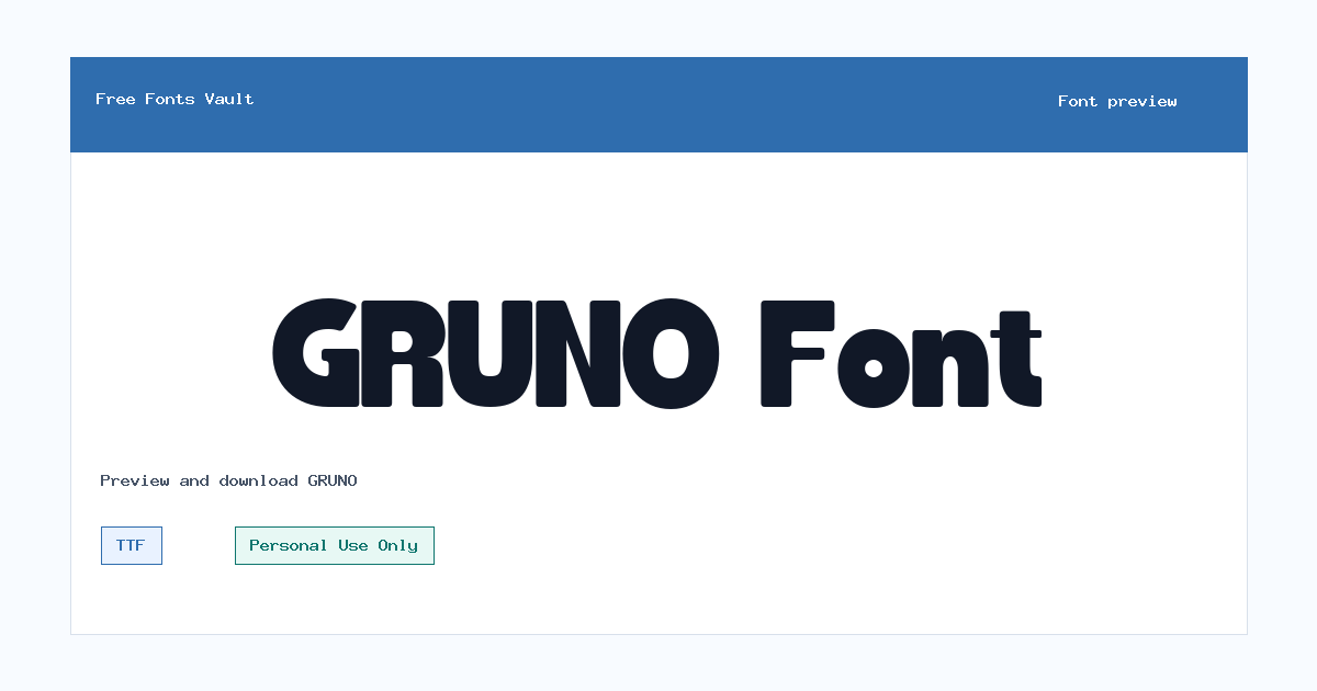 GRUNO font preview showing the family name