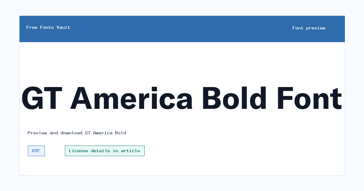 GT America Bold font preview showing the family name