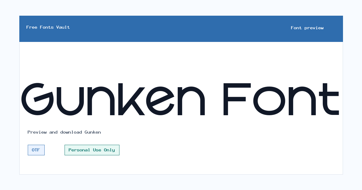 Gunken font preview showing the family name