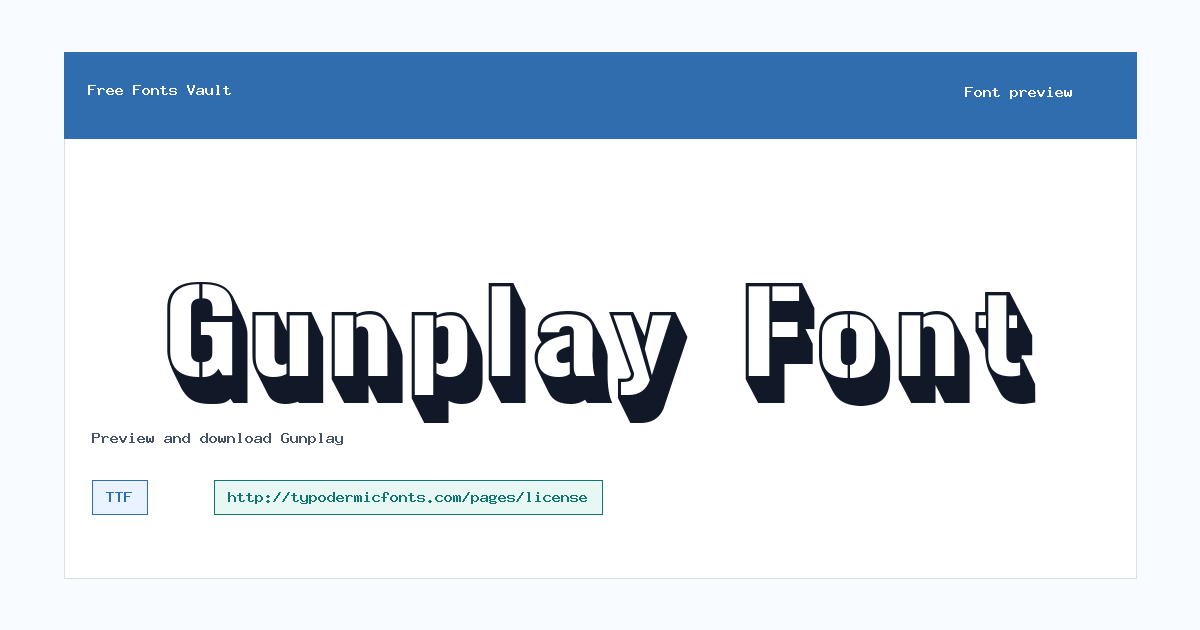 Gunplay font preview showing the family name