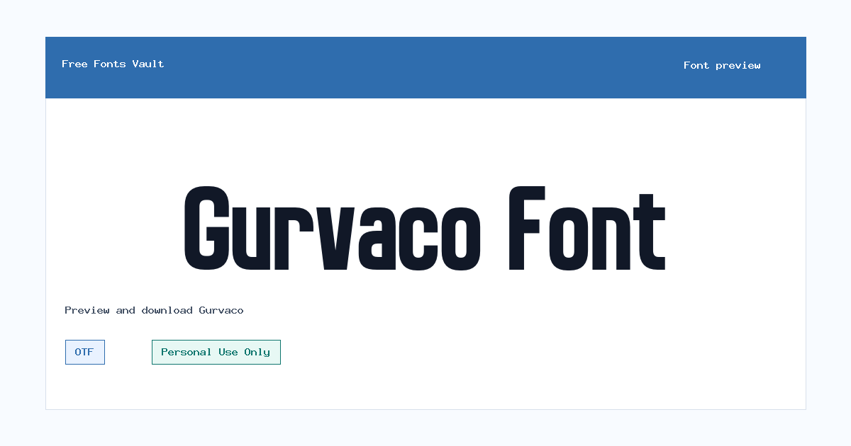 Gurvaco font preview showing the family name