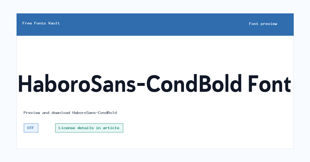 HaboroSans-CondBold font preview showing the family name