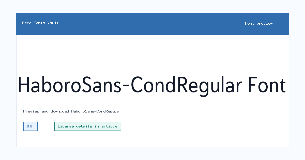HaboroSans-CondRegular font preview showing the family name