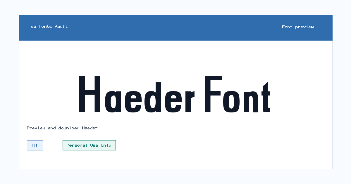 Haeder font preview showing the family name