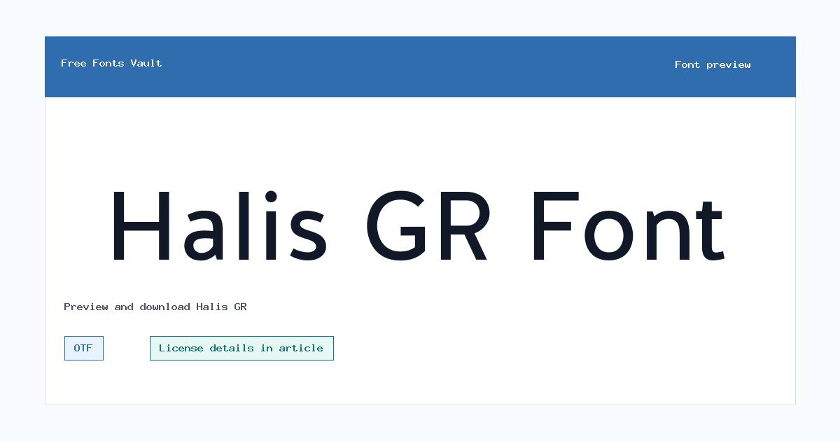 Halis GR font preview showing the family name