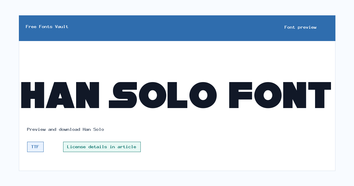 Han Solo font preview showing the family name