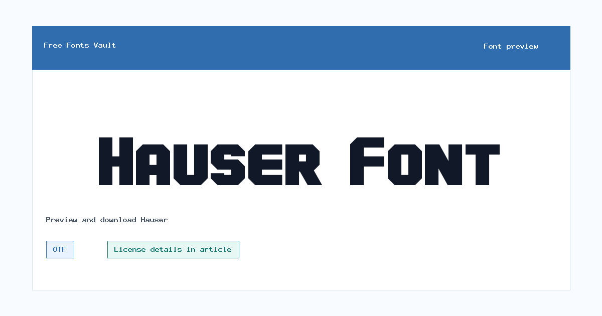 Hauser font preview showing the family name