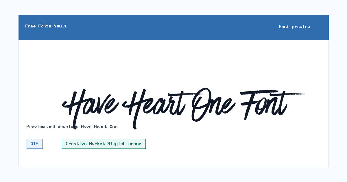Have Heart One font preview showing the family name