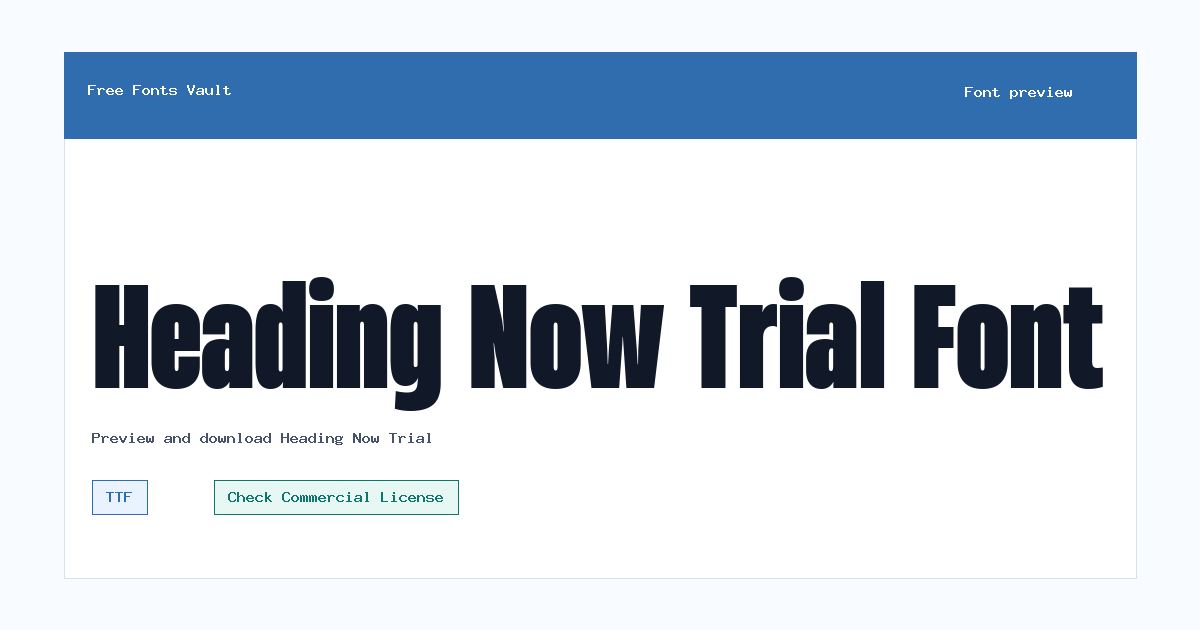 Heading Now Trial font preview showing the family name