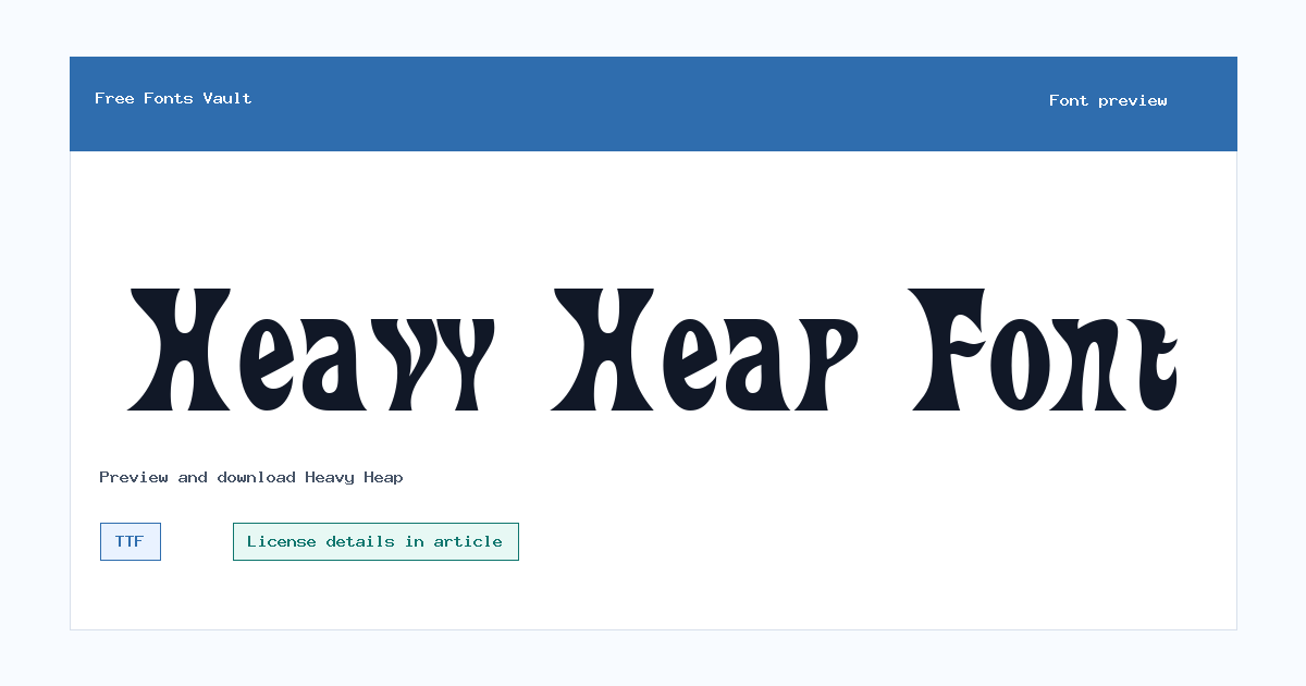 Heavy Heap font preview showing the family name