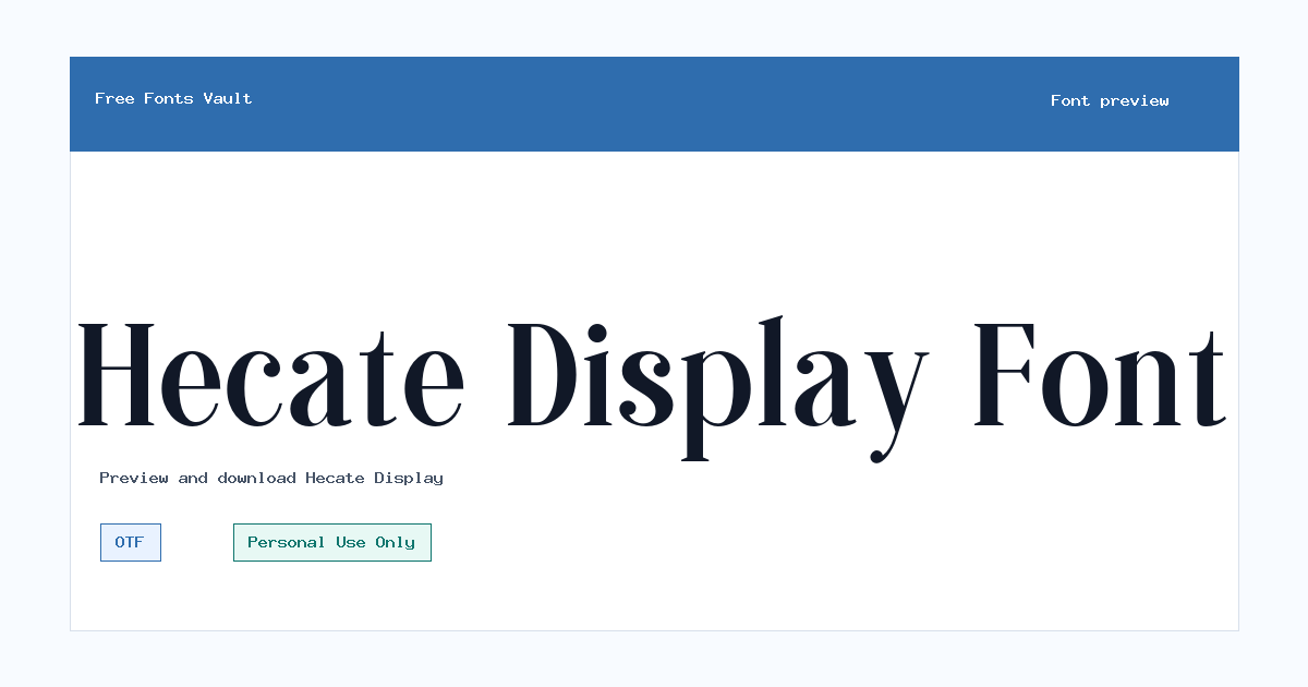 Hecate Display font preview showing the family name