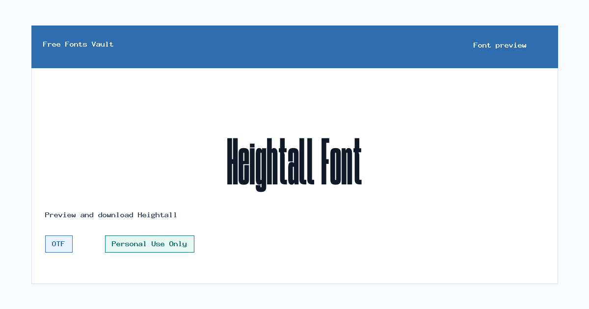 Heightall font preview showing the family name