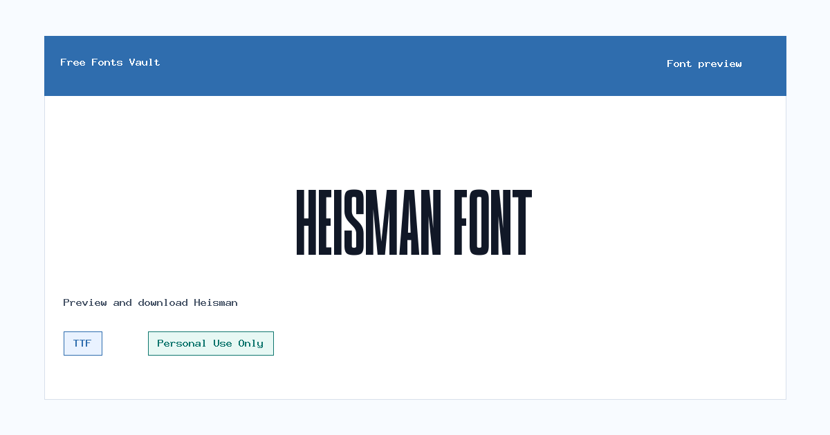 Heisman font preview showing the family name