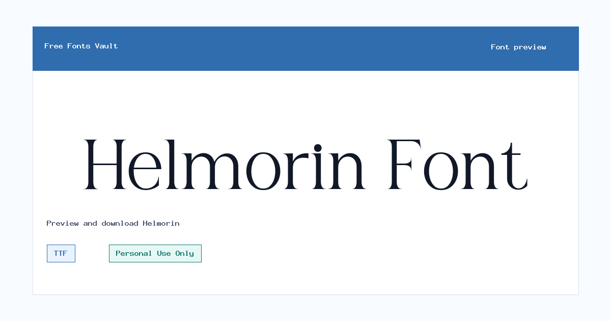 Helmorin font preview showing the family name