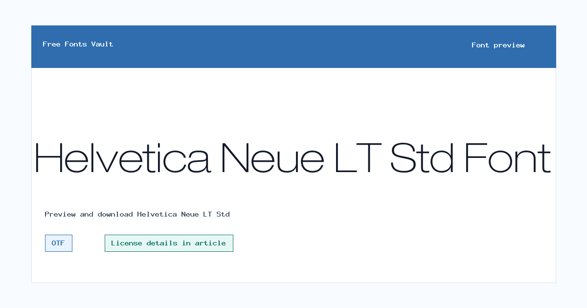 Helvetica Neue LT Std font preview showing the family name