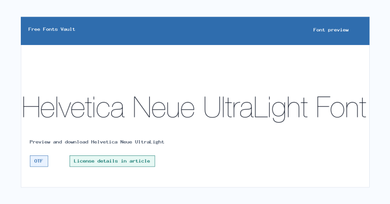Helvetica Neue UltraLight font preview
