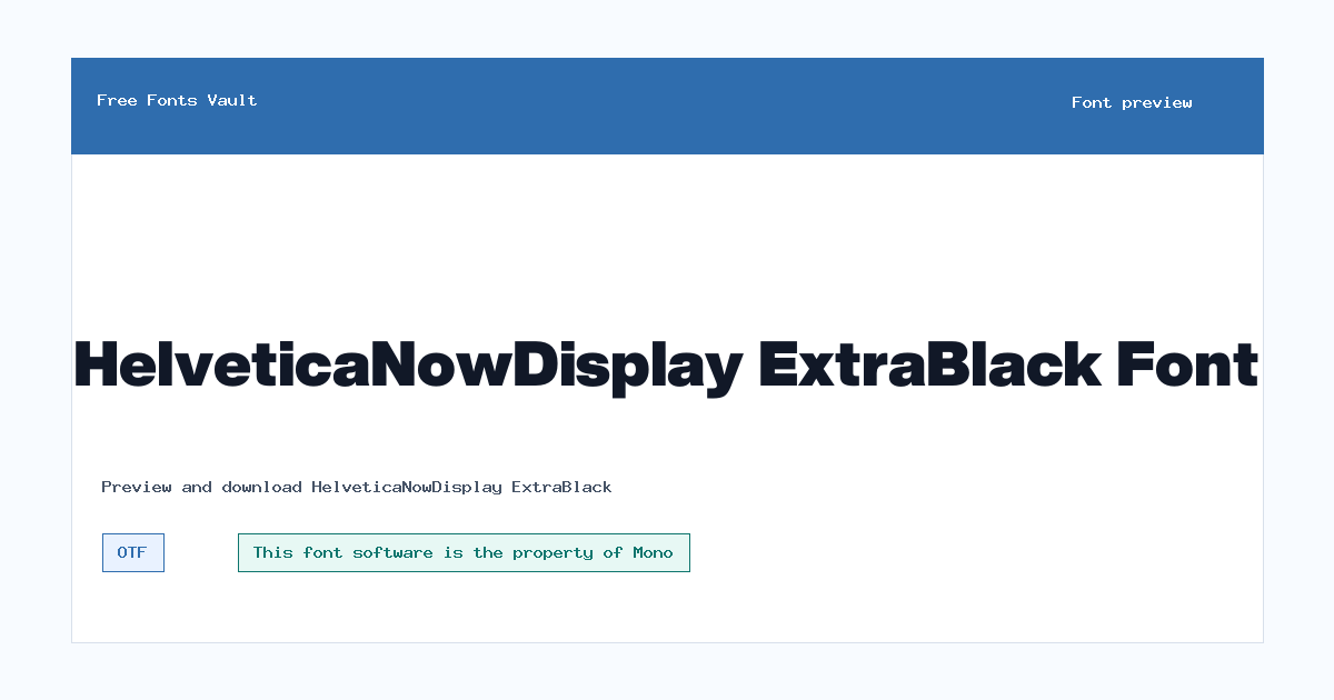HelveticaNowDisplay ExtraBlack font preview showing the family name