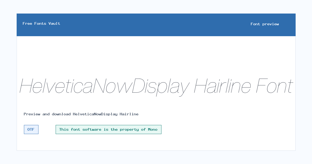 HelveticaNowDisplay Hairline font preview showing the family name