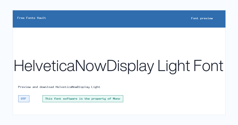 HelveticaNowDisplay Light font preview