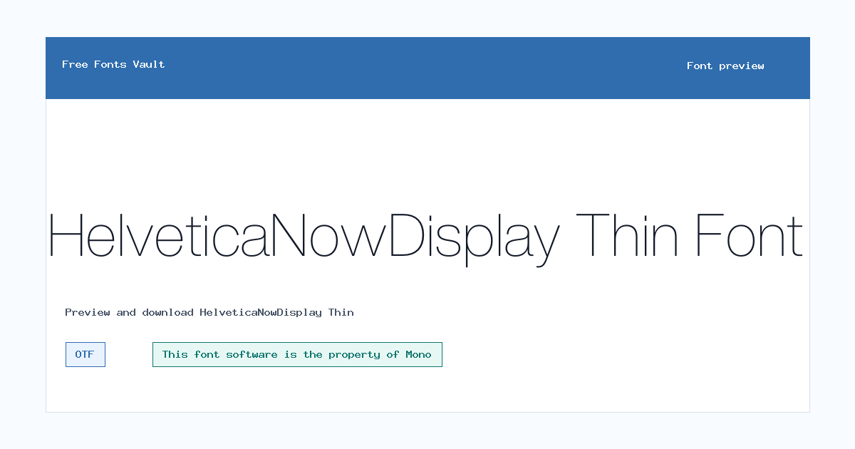 HelveticaNowDisplay Thin font preview showing the family name