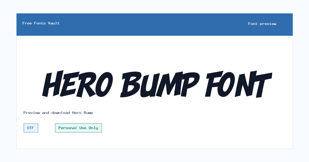 Hero Bump font preview showing the family name