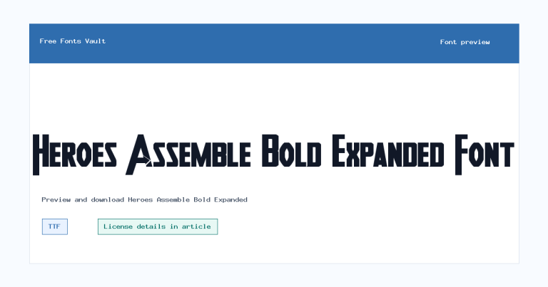Heroes Assemble Bold Expanded font preview