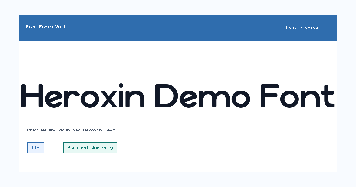 Heroxin Demo font preview showing the family name