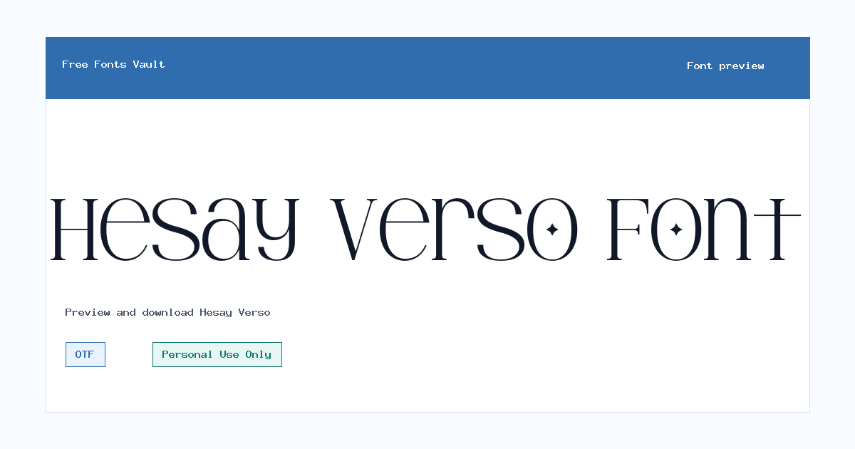 Hesay Verso font preview showing the family name