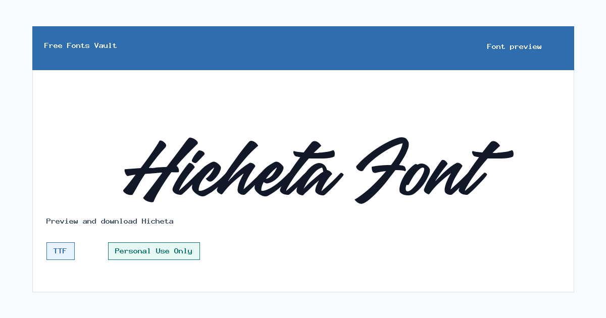 Hicheta font preview showing the family name