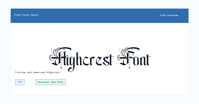 Highcrest font preview