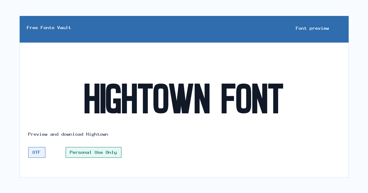Hightown font preview showing the family name