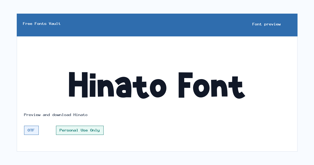 Hinato font preview showing the family name