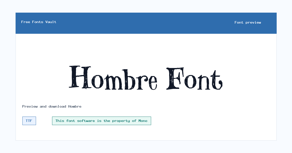 Hombre font preview showing the family name