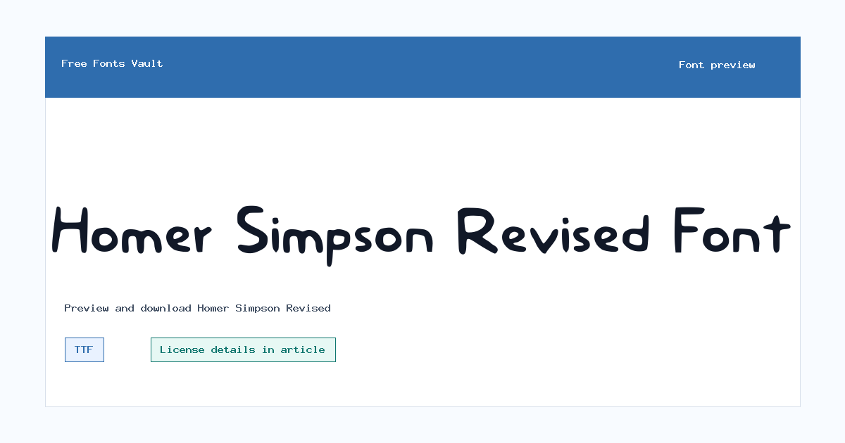 Homer Simpson Revised font preview showing the family name