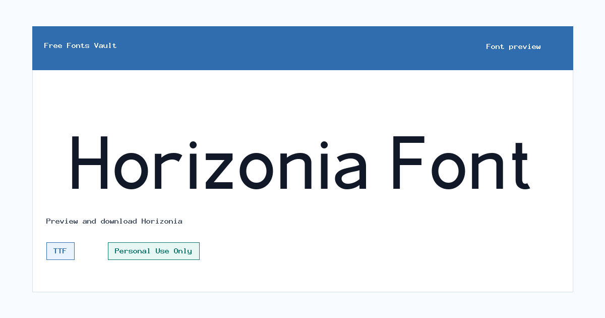 Horizonia font preview showing the family name