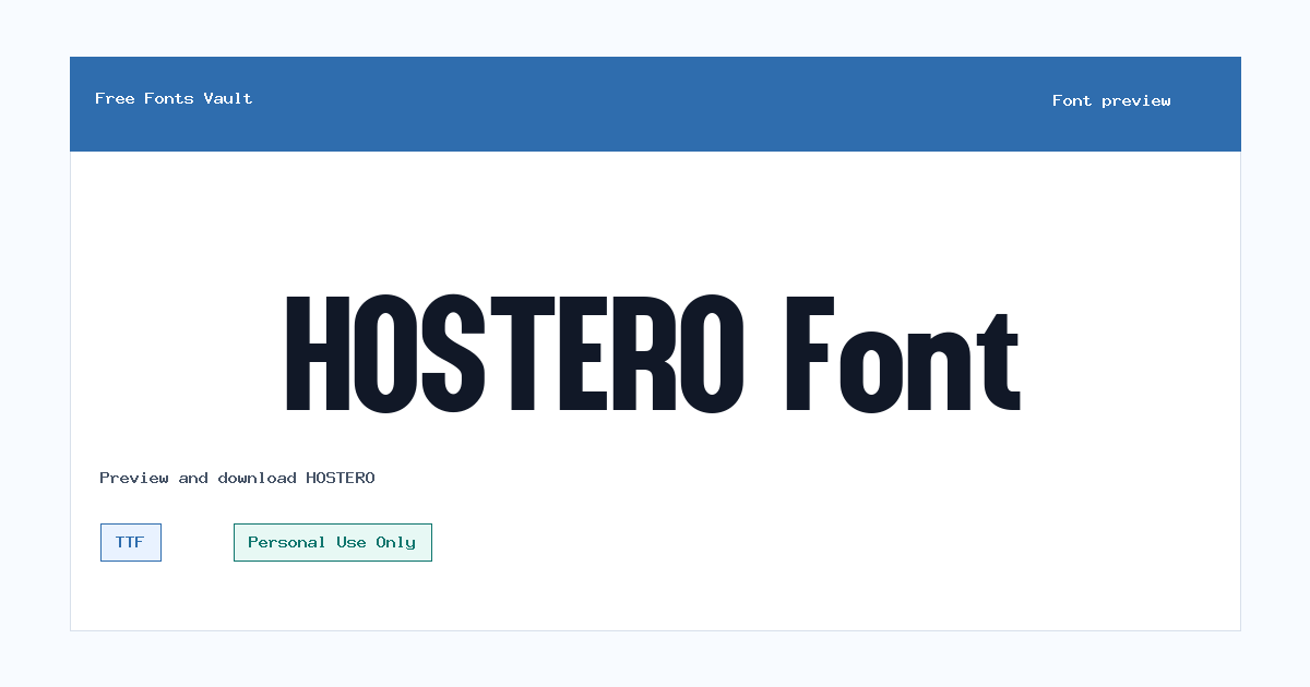 HOSTERO font preview showing the family name
