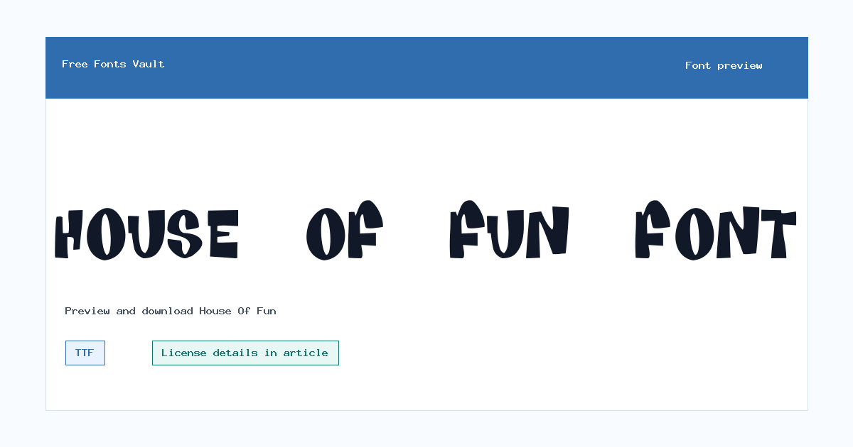 House Of Fun font preview showing the family name