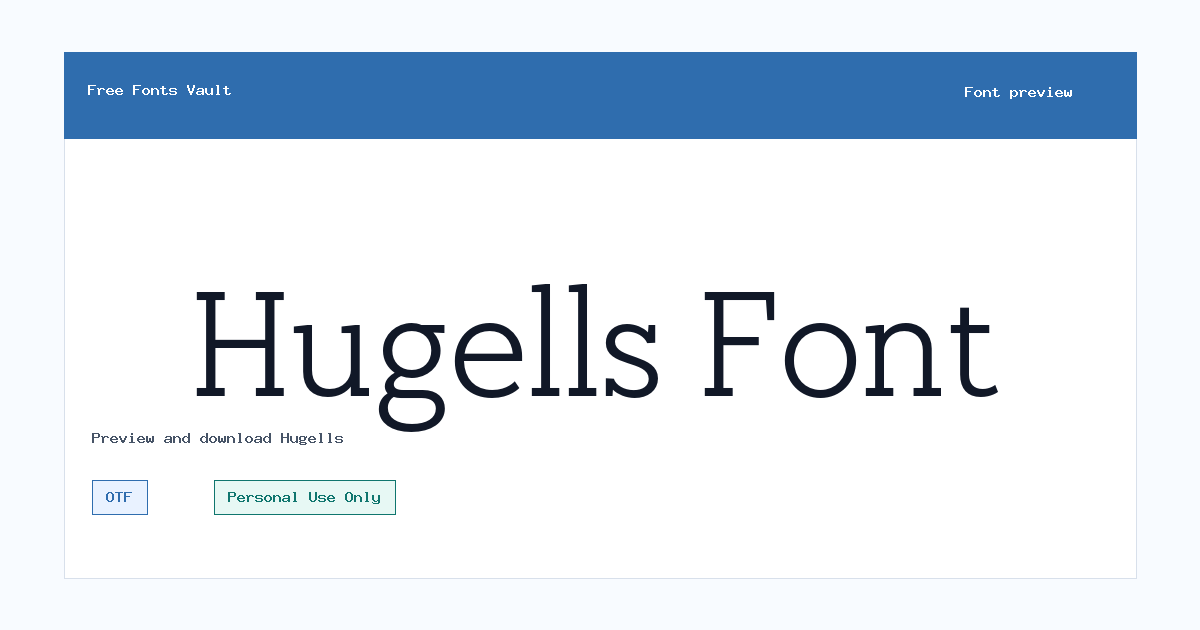 Hugells font preview showing the family name