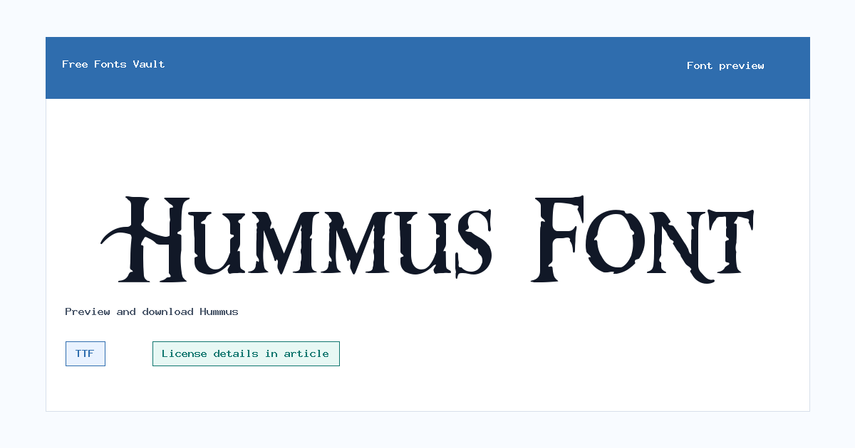 Hummus font preview showing the family name